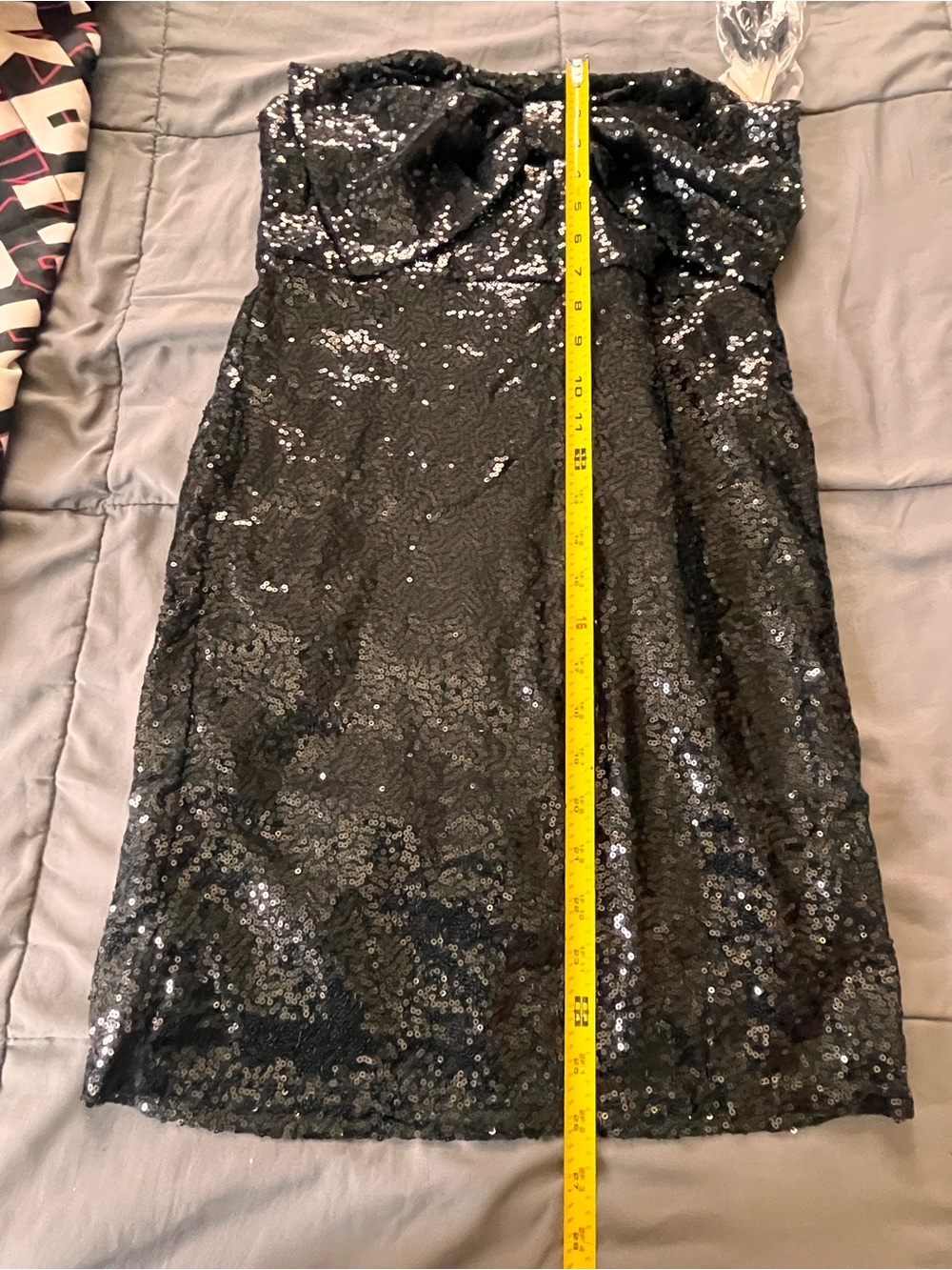 Black Sequin Strapless Party Dress New